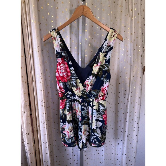 Lulus Mink Pink Nothing Like the Wild Surplice Floral Print Romper Playsuit S - Picture 6 of 10